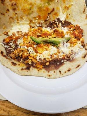 Inside of Chorizo Baleadas.