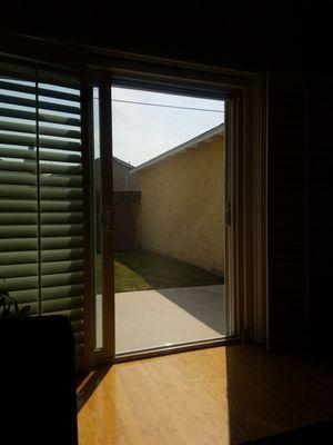 One of the screen doors installed.