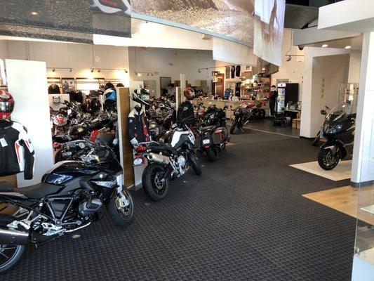 Come on in and check out what Euro Cycles of Orlando has....
(Main entrance looking at showroom and Part Department counter)