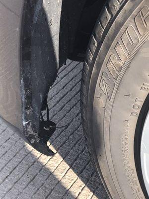 Zip-tied broken fender