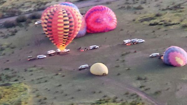 Other balloons getting ready. We were first in the air!