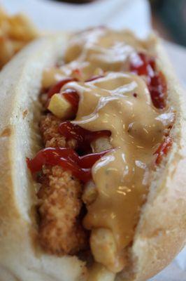 The Lynx - Fried Chicken Tenders, Thin French Fries, our  Nacho Cheese Sauce, Ketchup & Mayo