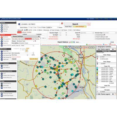 Need to visualized your sites by data fields?  Thematic displays are built in. Vendor, owner, Types, heights, etc.