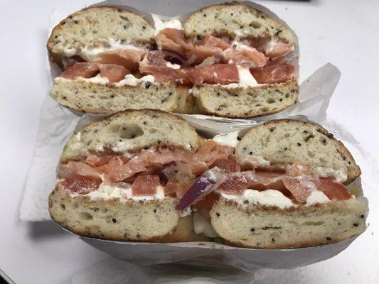 Bagel with lox and cream cheese