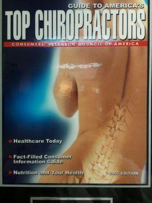 Dr. Jason Tirado was voted one of America's top chiropractors by Consumer's research Council of America