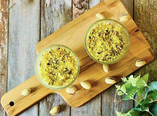 Pistachio rice pudding