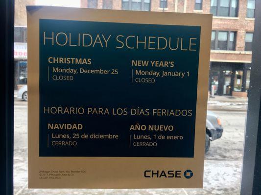 Holiday hours