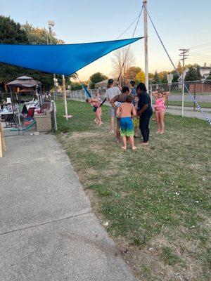 Swinging the kids on the hammock/swing