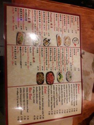 The menu