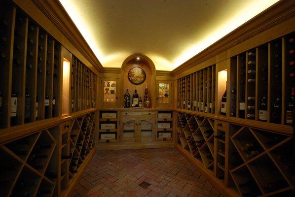 Wine cave.  This custom built wine storage decorated a wine cave while providing storage for over 2000 bottles of various sizes.