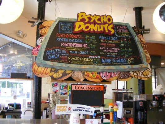 Psycho donuts - Handpainted dimensional menu board