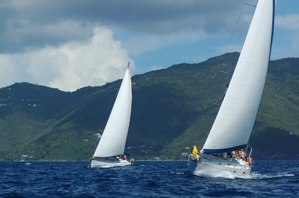 Racing Beneteau 47's in the Sir Francis Drake Channel, BVI.