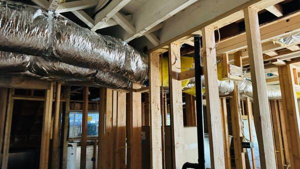 New construction 4 indoor fan coils and air ducts install