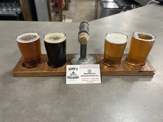 Bond's Brewing flight