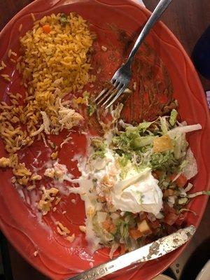 This was a Chimichanga. Very delicious food and a great atmosphere. My wife had a chicken quesadilla, she tore it up.