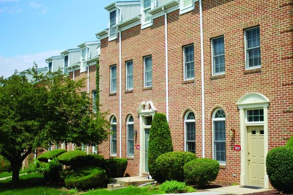 Exterior of our Blue Meadow townhomes featuring beautiful brick detail.