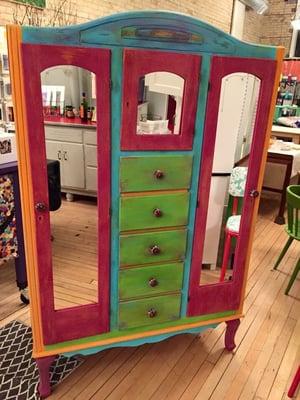 Custom painted armoire