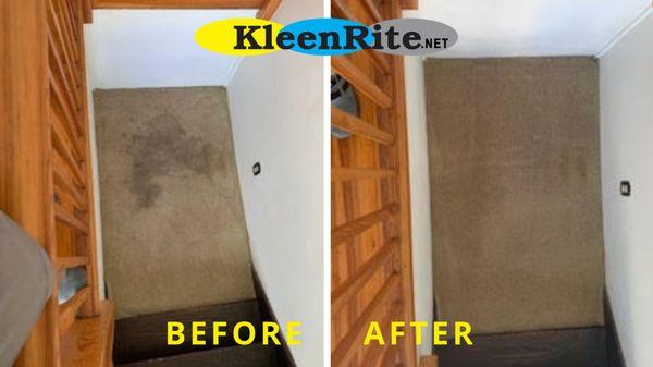 Before and after professional carpet cleaning of this client's landing. What a difference a professional carpet cleaning can make!