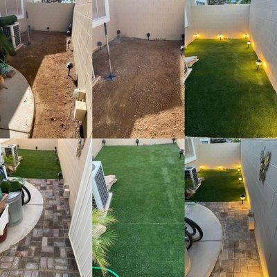 Before and after turf and paver