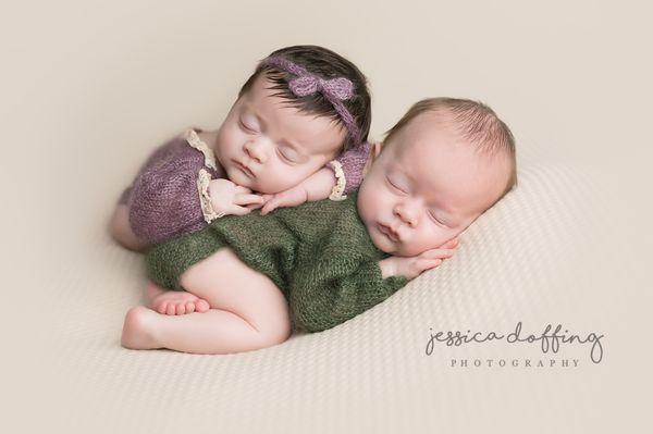 Beautiful newborn twins photographed in the family's home.