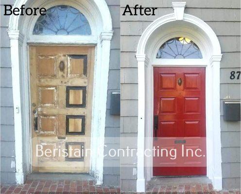 Front Door Repair/Restoration & Detailed Painting on Door Trim.