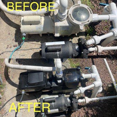 Job details: disconnect an old pool pump from the pvc pipers and connect my new one.