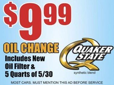 $9.99 Oil Change Coupon