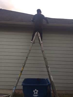 My son sometimes helps with cleaning the gutters. The value of a good work ethic starts young.