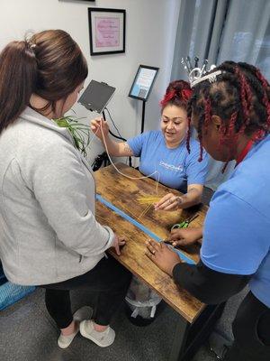 The techs had fun with the marshmallow challenge!