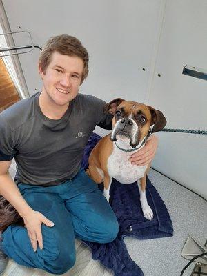 Luke with Princess after her bath