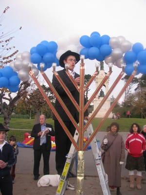 Lighting Hanukkah Menorah in Golden Gate Park