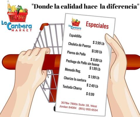 Especiales validas desde este Miércoles 03/30 al Domingo 04/03