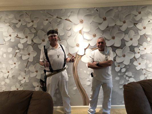 Fred( left) and Bill and our mural they installed.