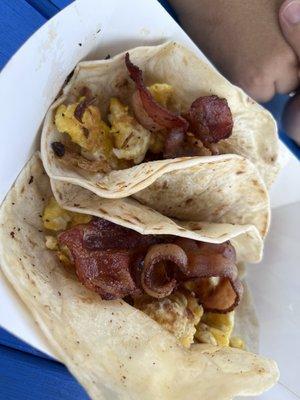 Bacon and egg breakfast taco