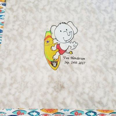 Custom baby blanket embroidery