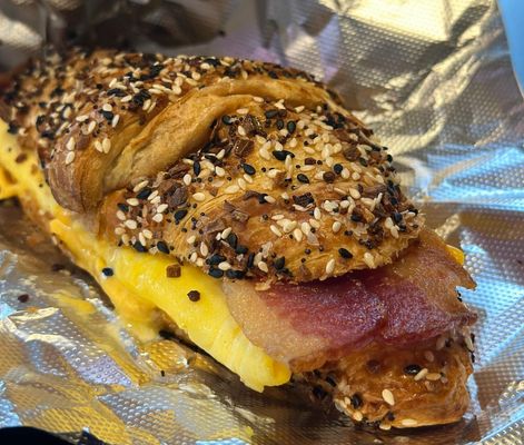 The New Yorker - everything croissant, bacon, american cheese, egg.