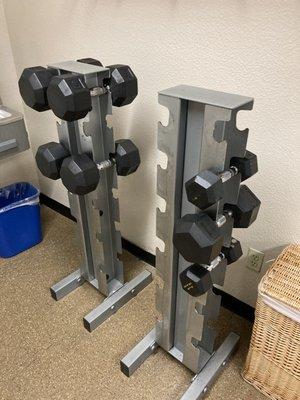 Free weights. Very lacking.