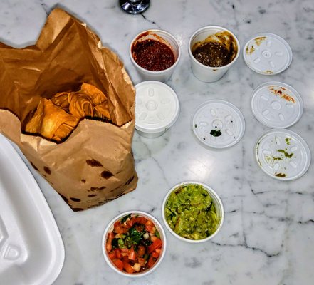 Chips, Salsa & Guacamole. $5.95