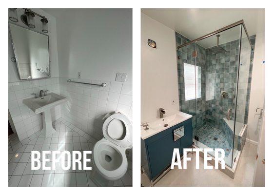 Before and after - master bathroom