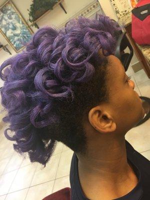 My daughter has natural hair but it's blow dried and colored here.  Beautiful!