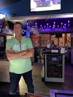 Say hello to the owner! He works so hard and finds himself behind the bar! Stop in and grab a drink!