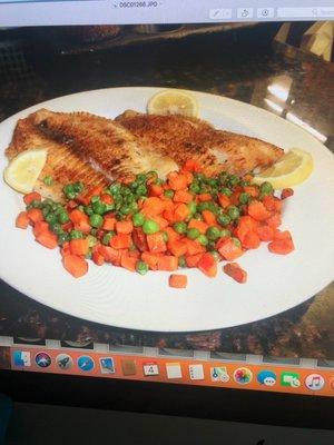 Broiled tilapia filet dinner