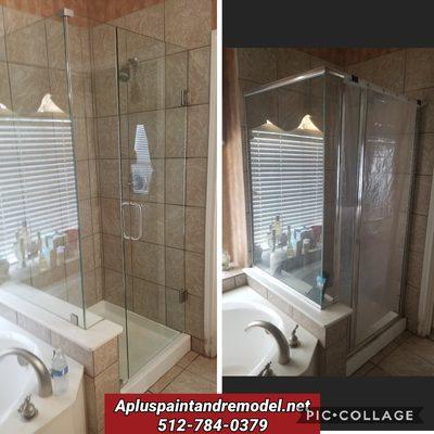 Shower glass installation from broken door