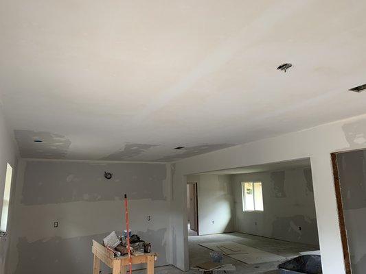 Pop corn ceiling remover, drywall install and skim coating