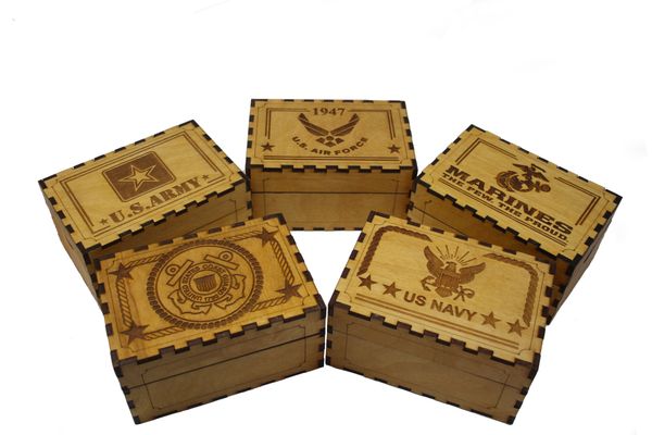 Military Box with optional 6 engraved shot glasses