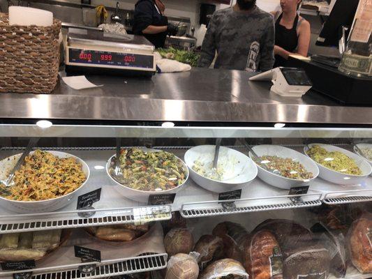 Fresh and amazing salads at deli counter.