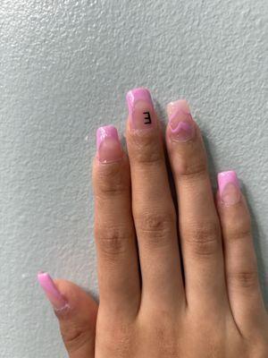 You can see where they applied the tip to my actual nail (pinky)