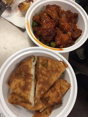 Buffalo Wings Asian Style & Scallion Pancakes