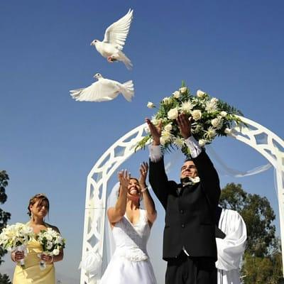 Bride and Groom Hand Release.