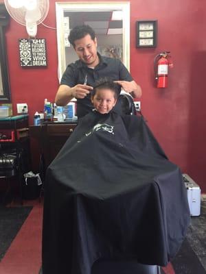 My little guy getting a hair cut my the best!